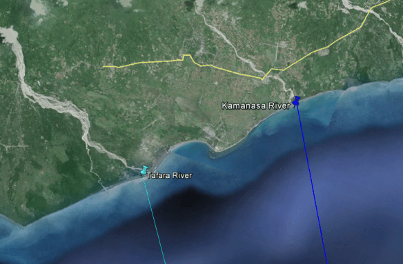 Extension of western boundary of Zone B (green) and Zone A (blue) to Timor shore